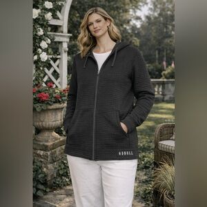 NOBULL Charcoal Quilted Zip-Up Hoodie | Women’s Large